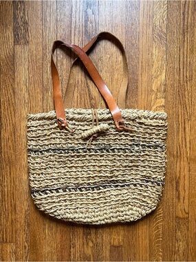 Vtg Marcus Brothers Italy shoulder bag purse boho woven raffia coastal natural